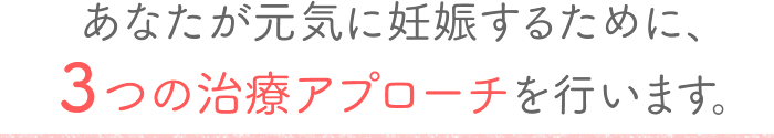 あなたが元気に妊娠するために、３つの治療アプローチを行います。